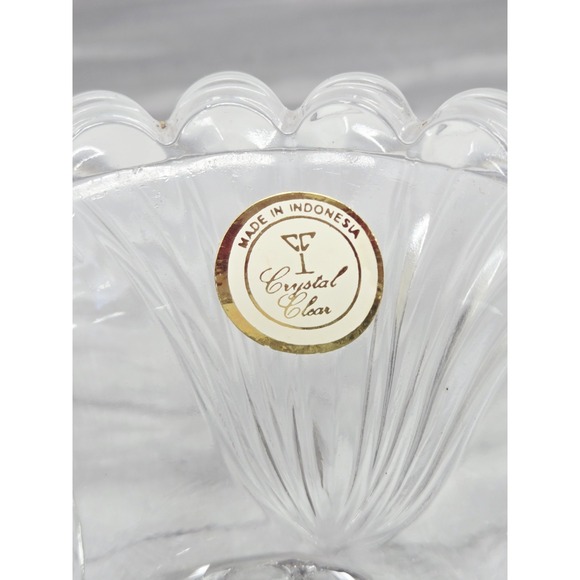 KIG Indonesia‎ Clear Glass Custard Bowl Embossed Scallop Rim Tulip Shaped Lot 2 - Picture 2 of 10